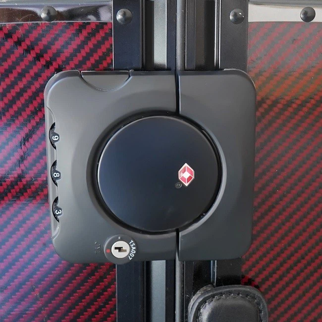 Buckle Detail of Carbon Fiber Luggage